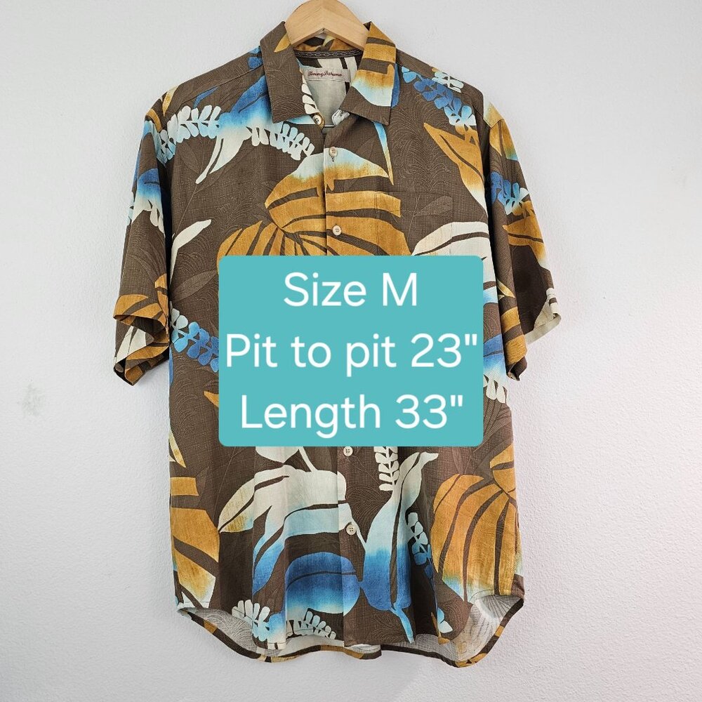 Tommy Bahama Mens Sz M 100% Silk Short Sleeve Relaxed Fit Camp Palm Fern Shirt - Picture 7 of 10